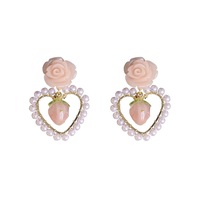 Beautiful Rose & Strawberry Pearl Earrings - Thumbnail 4