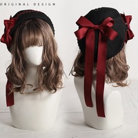 Doll Bow Summer Plaid Beret Hat - Thumbnail 2