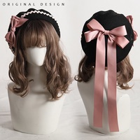 Doll Bow Summer Plaid Beret Hat - Thumbnail 3