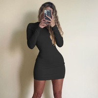 Slim Sexy Women'S Round Neck Long Sleeve Dress - Thumbnail 2