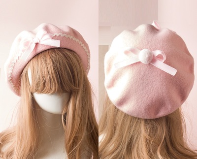 Doll Bow Autumn Plaid Beret Hat