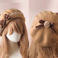 Doll Bow Autumn Plaid Beret Hat - Thumbnail 2