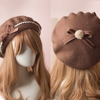 Doll Bow Autumn Plaid Beret Hat - Thumbnail 4