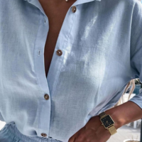 Solid Color Casual Temperament Long Sleeve Shorts Two-Piece Set - Thumbnail 1