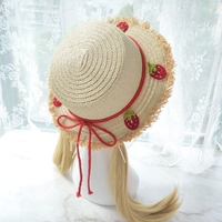 Cute Girl Fruity Strawberry Cherry Pineapple Spring Summer Straw Hat - Thumbnail 2