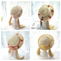 Cute Girl Fruity Strawberry Cherry Pineapple Spring Summer Straw Hat - Thumbnail 9