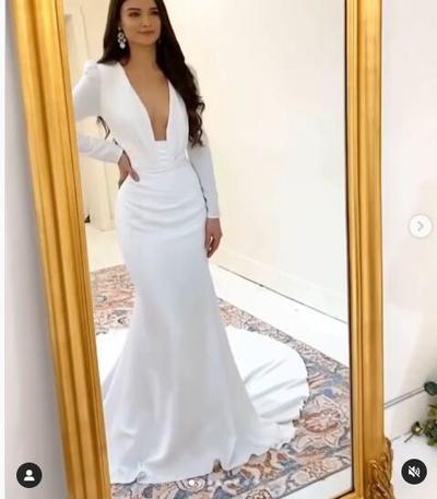 Simple Mermaid Plunge Wedding Dresses Boho Simple Bridal Gowns