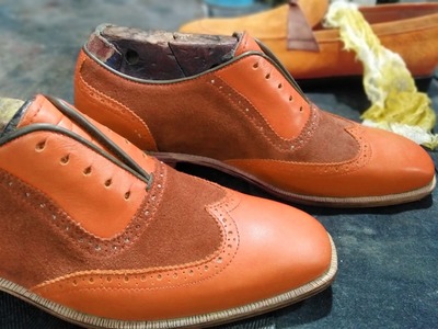 Christmas Sale Brown Wingtip Leather Suede Lace Up Shoes