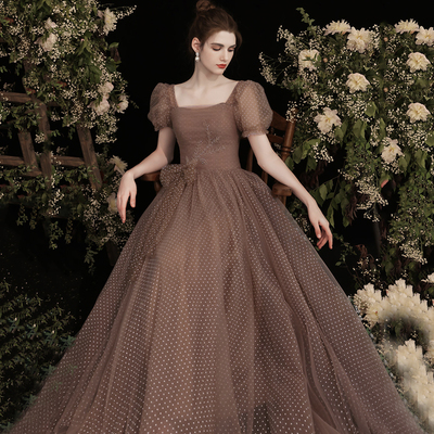 Cute tulle long a line prom dress evening dress - Thumbnail 3