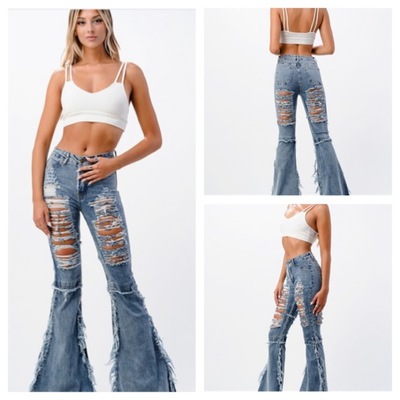 Fringe flare jeans-td