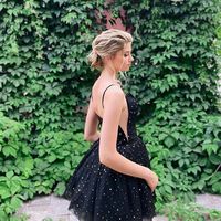 Unique A-Line Scoop Neck Black Short Homecoming Dresses 2021-2022 - Thumbnail 1