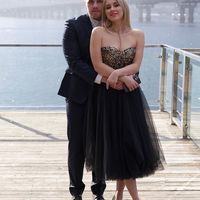 Sparkly A-Line Sweetheart Black Tulle Tea Length Prom Homecoming Dresses - Thumbnail 1