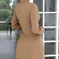 Solid Color Sexy Long Sleeve Dress - Thumbnail 3