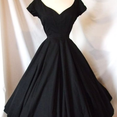 A-line short black satin prom dresses - Thumbnail 4