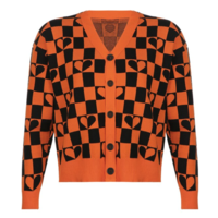 HEART AND CHECKER ORANGE CARDIGAN - Thumbnail 1