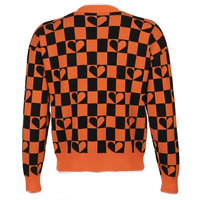 HEART AND CHECKER ORANGE CARDIGAN - Thumbnail 3
