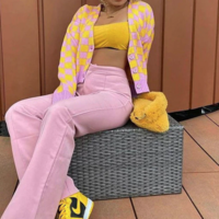 PINK AND YELLOW CHECKERBOARD CARDIGAN - Thumbnail 1