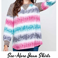 Tie-Dye & Leopard Long Sleeve Top - Thumbnail 2