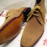 Classic Handmade Brown Chukka Lace Up Suede Formal Wear Boot - Thumbnail 2