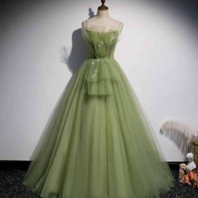 Elegant oliver green long prom dress formal dress - Thumbnail 4