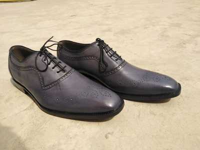 Luxury Grey Oxfords Brogue Leather Lace Up Shoes