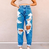 Women'S Fashion Denim With Ripped Holes Pants - Thumbnail 1