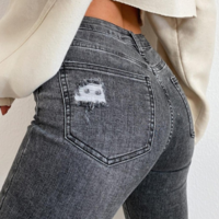 Sexy High Waist Hole Elasticity Denim Pants - Thumbnail 1