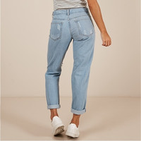Casual Fashion Hole Denim Pants - Thumbnail 2