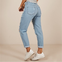 Casual Fashion Hole Denim Pants - Thumbnail 5
