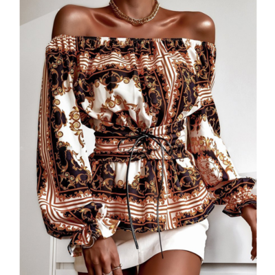 Sexy printed long sleeve t-shirt