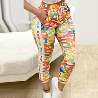 Casual Letter Print Trousers - Thumbnail 2