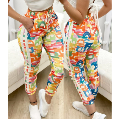 Casual letter print trousers
