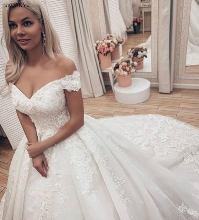 Off Shoulder Mermaid Lace Wedding Dress Bridal Gown