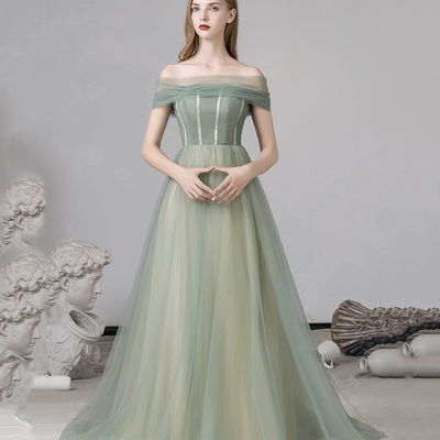 Cute tulle long a line prom dress evening dress - Thumbnail 3