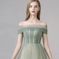 Cute tulle long A line prom dress evening dress - Thumbnail 3