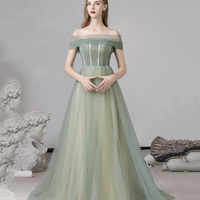 Cute tulle long A line prom dress evening dress - Thumbnail 8