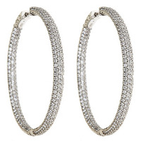 .925 STERLING SILVER CZ  PAVE HOOPS - Thumbnail 1