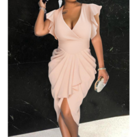 V-Neck Sexy Dress - Thumbnail 1