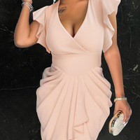 V-Neck Sexy Dress - Thumbnail 2