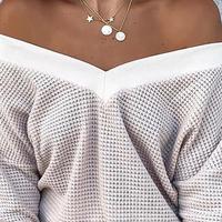 Solid Color Casual Knitted Long Sleeve Sweater - Thumbnail 1