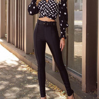 Long Sleeve Black Polka Dot Knotted Top - Thumbnail 2