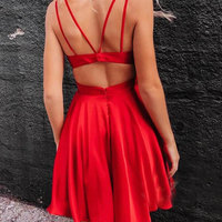 Red Short Homecoming Dresses under 100 - Thumbnail 1