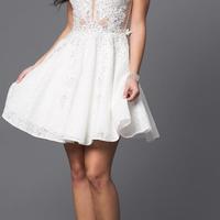 Cute Black V Neck Lace Homecoming Dresses with Beading, Short Junior Prom Dress - Thumbnail 2