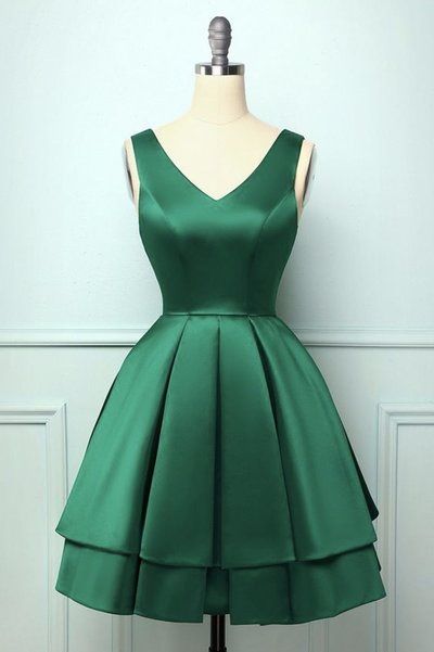 Gorgeous A Line Green Satin Short Homecoming Dress Party Dress