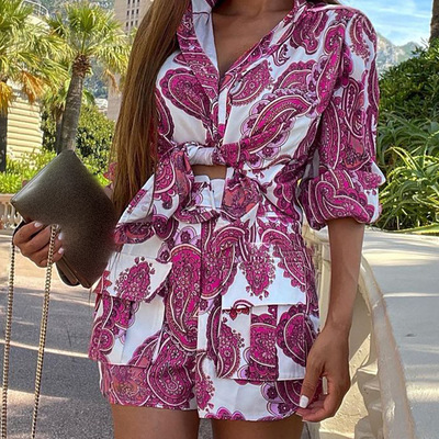 Long sleeve print two-piece set