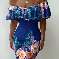 Fashion Print Short Sleeve Dress - Thumbnail 1