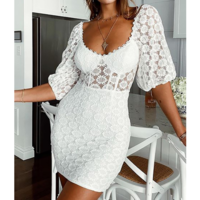 Casual Sexy White Short Sleeve Dress - Thumbnail 1