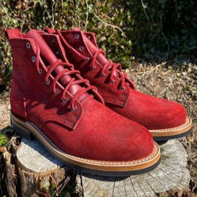 New handmade maroon suede leather lace up ankle boots for men's