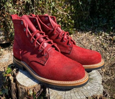 New Handmade Maroon Suede Leather Lace Up Ankle Boots for Men's