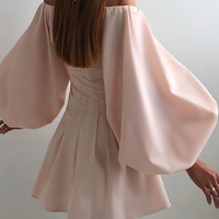 Fashion Sexy Pink One-Shoulder Dress - Thumbnail 2